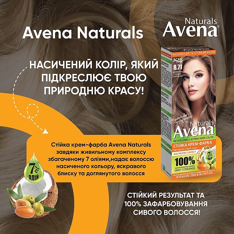 УЦІНКА Стійка крем-фарба для волосся - Acme Color Avena Naturals * — фото N4