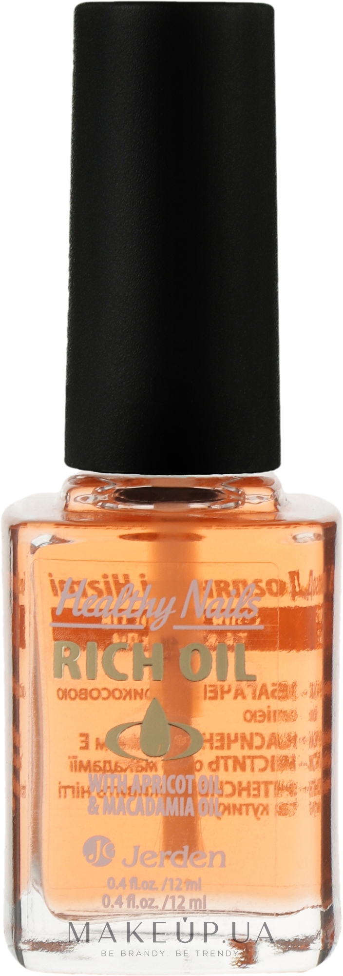 Олія для кутикули та нігтів з олією абрикоса та макадамії № 160 - Jerden Healthy Nails Rich Oil — фото 12ml