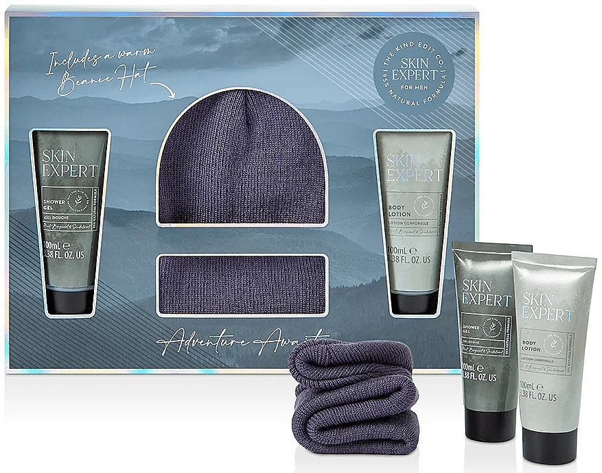 Набор - The Kind Edit Co Skin Expert Beanie Gift Set (sh/gel/100ml + b/lot/100ml + beanie hat) — фото N1