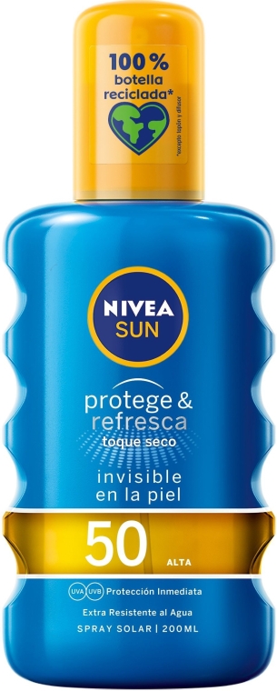 Водонепроницаемый солнцезащитный спрей - NIVEA Sun Protective & Refreshes Solar Spray SPF50 — фото N1