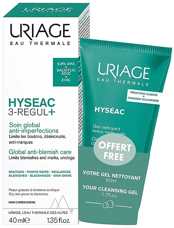 Набор - Uriage Hyseac 3-Regul+ (f/cr/40ml + cl/gel/50ml) — фото N1