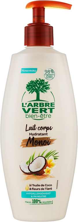 Увлажняющее молочко для тела с кокосовым маслом - L'Arbre Vert Monoi — фото N1