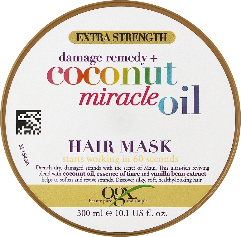 Маска для пошкодженого волосся з кокосовим маслом - OGX Coconut Miracle Oil Hair Mask — фото N5
