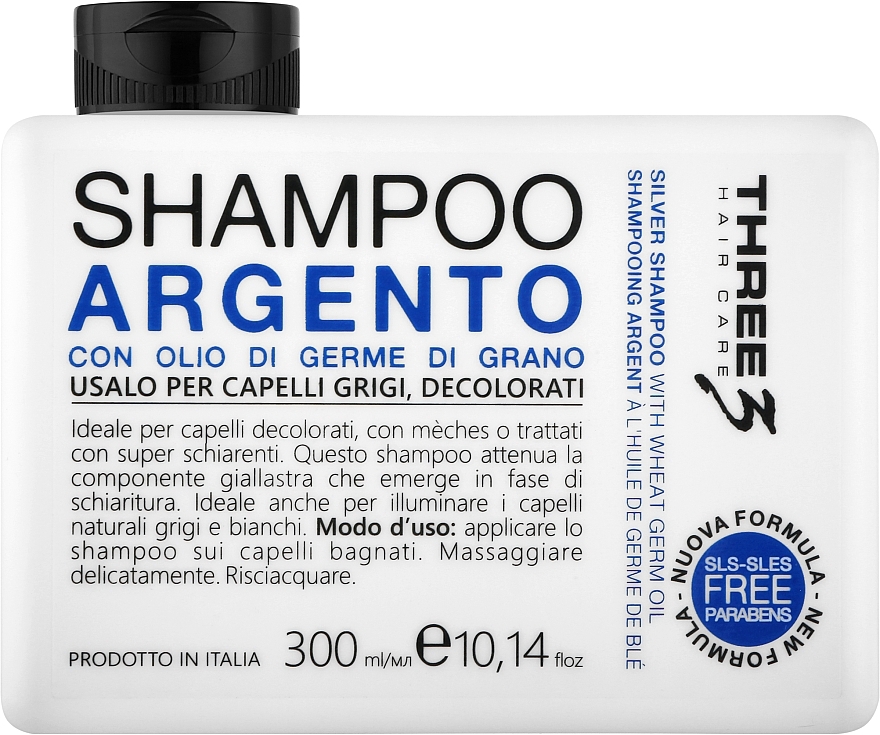 Шампунь для седых и обесцвеченных волос - Faipa Roma Three Hair Care Argento Shampoo  — фото N1