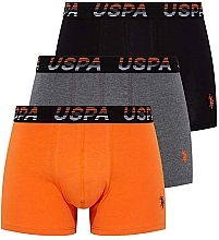 Труси-шорти, 3 шт. (black, orange, anthracite melange) - U.S. Polo Assn. — фото N1