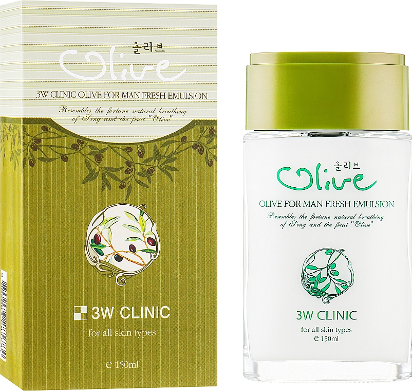 Чоловіча зволожувальна емульсія з оливою - 3w Clinic Olive For Man Fresh Emulsion