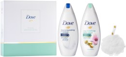 Духи, Парфюмерия, косметика УЦЕНКА Набор "Заботливый уход" - Dove (sh/gel/250ml + sh/gel/250ml + sponge) * 