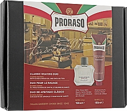 Набор для бритья жесткой щетины с экстрактом карите и сандаловым маслом - Proraso Red Classic Shaving Duo (sh/cr/150ml + ash/balm/100ml) — фото N1