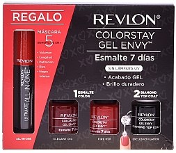 Парфумерія, косметика Набір - Revlon Colostay Gel Envy Reds + Mascara Set (nail/polish/2x15ml + top/coat/15ml + mascara/8.5ml)