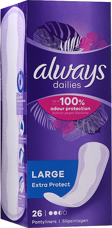 Гігієнічні прокладки, 26 шт. - Always Dailies Extra Protect Large — фото N2