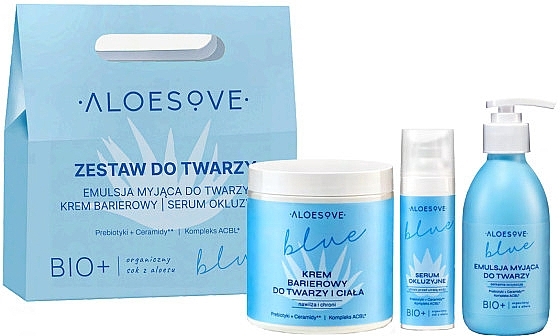 Набор для лица - Aloesove Blue (clean/emulsion/190ml + b/f/cr/250ml + f/ser/30ml) — фото N1