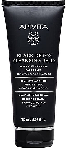 Черный очищающий гель для лица и глаз - Apivita Black Detox Cleansing Jelly