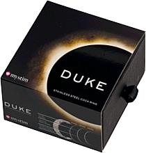 Эрекционное кольцо, 55 мм, матовое с гравировкой - Mystim Duke Strainless Steel Cock Ring  — фото N2