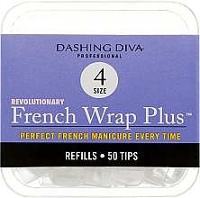Парфумерія, косметика Тіпси вузькі - Dashing Diva French Wrap Plus White 50 Tips (Size - 4)