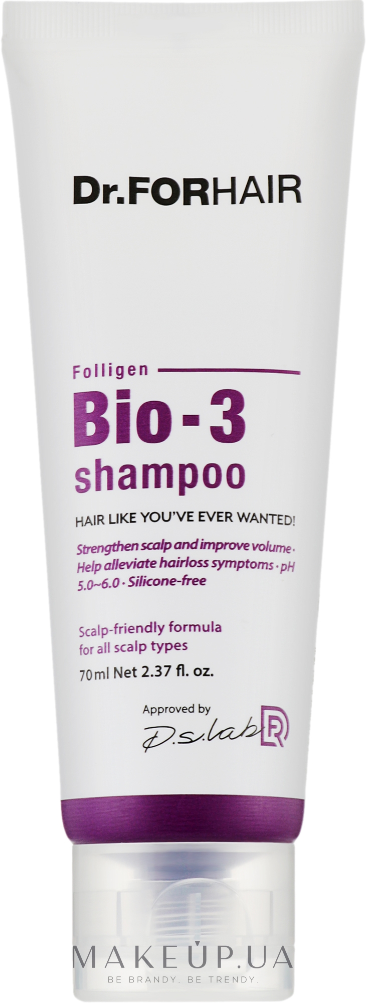 Відновлювальний шампунь від випадіння зі стовбуровими клітинами - Dr.FORHAIR Folligen Bio-3 Shampoo (пробник) — фото 70ml