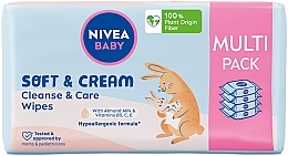 Биоразлагаемые салфетки, 4 x 57 шт. - Nivea Baby Soft & Cream — фото N1