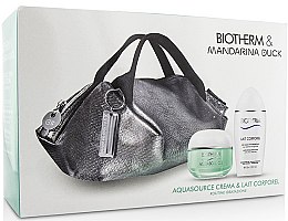 Духи, Парфюмерия, косметика Набор - Biotherm Aquasource & Body Care X Mandarina Duck Coffret (cr/50ml + b/milk/100ml + bag)