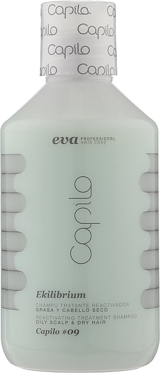 Лечебный шампунь для жирной кожа головы и сухих волос - Eva Professional Capilo Ekilibrium Shampoo №09