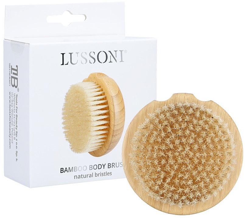 Щетка для тела с ворсом дикого кабана - Lussoni Bamboo Natural Body Brush — фото N1