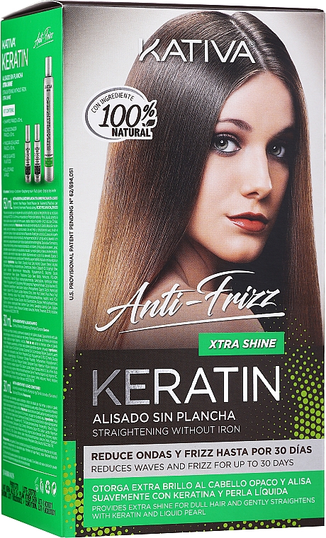 Набор для кератинового выпрямления волос - Kativa Keratin Anti-Frizz Xtra Shine (h/mask/150ml + shmp/30ml + h/cond/30ml) — фото N1