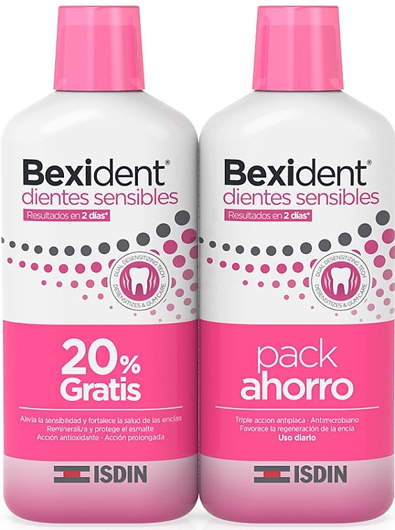 Набір - Isdin Bexident Dientes Sensibles Colutorio Duo (mouthwash/2x500ml) — фото N1