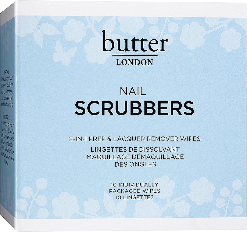 Салфетки для снятия лака - Butter London Nail Scrubbers 2-In-1 Prep & Lacquer Remover Wipes — фото N1