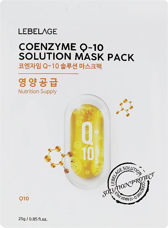 Тканинна маска для обличчя з коензимом Q10 - Lebelage Q10 Natural Mask