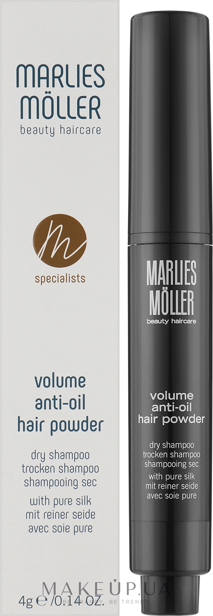 Сухой шампунь придающий объем с шелком - Marlies Moller Specialists Volume Anti-Oil Hair Powder  — фото 4g