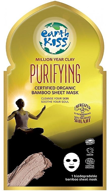 Очищающая маска для лица - Earth Kiss Million Year Clay Purifying Bamboo Sheet Mask — фото N1