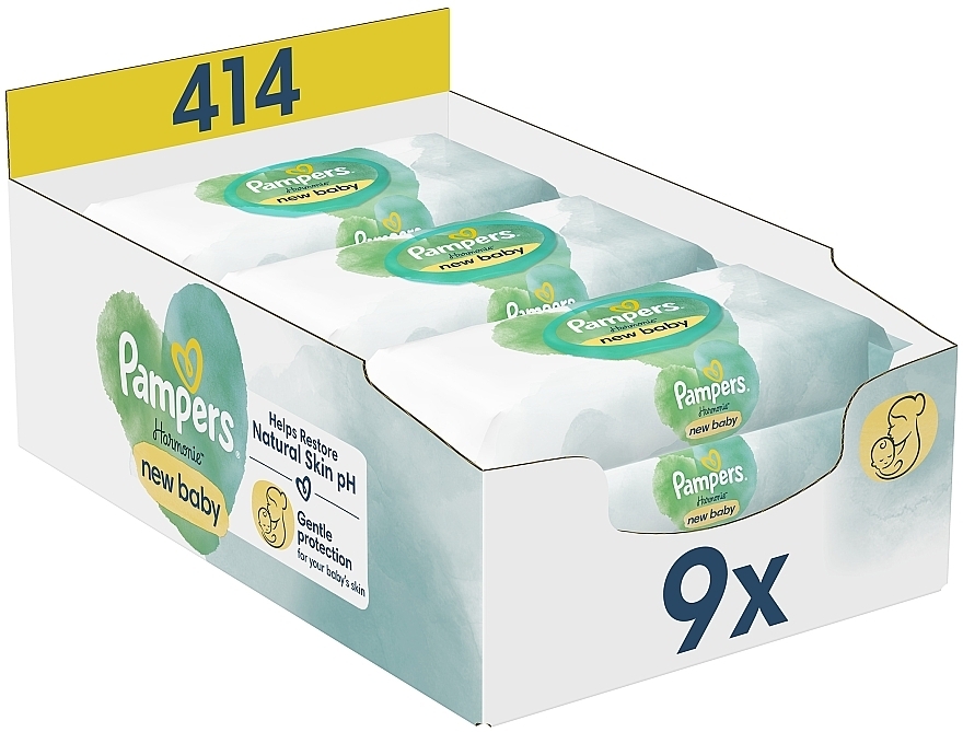 Детские влажные салфетки, 414 шт. - Pampers Harmonie New Baby Baby Wipes — фото N1