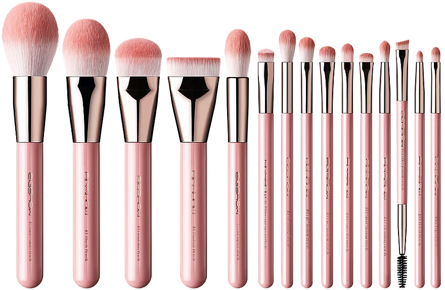 Набор кистей для макияжа, розовый, 15 шт. - Eigshow Jade Misty Rose Series — фото N1
