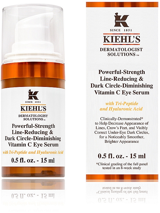 Концентрат проти зморщок для шкіри навколо очей з вітаміном С - Kiehl`s Dermatologist Solutions Powerful-Strength Line-Reducing & Dark Circle-Diminishing Vitamin C Eye Serum — фото N2