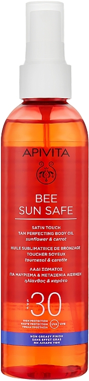 Олія для засмаги й шовковистості SPF30 - Apivita Bee Sun Safe Satin Touch The Perfecting Body Oil SPF30 — фото N1