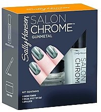 Духи, Парфюмерия, косметика Набор - Sally Hansen Salon Chrome Gunmetal (chrome powder/1g + top coat/5ml + applicator)