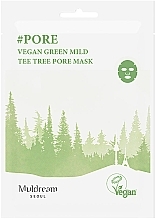Парфумерія, косметика Тканинна маска для жирної та комбінованої шкіри - Muldream Vegan Green Mild Tee Tree Pore Mask