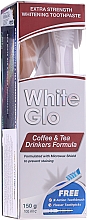 Парфумерія, косметика Набір "Для любителів чаю й кави", біло-блакитна щітка - White Glo Coffee & Tea Drinkers Formula Whitening Toothpast (toothpaste/100ml + toothbrush)