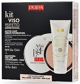 Набор - Pupa Kit Viso Perfetto Active Light Cream Foundation Compact And Maschera Peel Off Illuminante — фото N1
