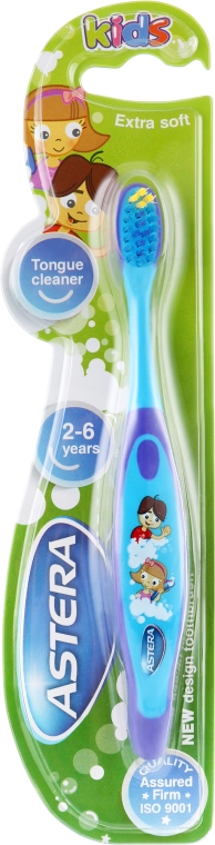 Зубна щітка "Kids", фіолетово-блакитна - Astera Extra Soft  — фото N2