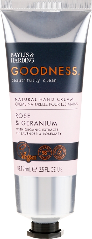 Крем для рук - Baylis & Harding Goodness Rose & Geranium Natural Hand Cream — фото N1