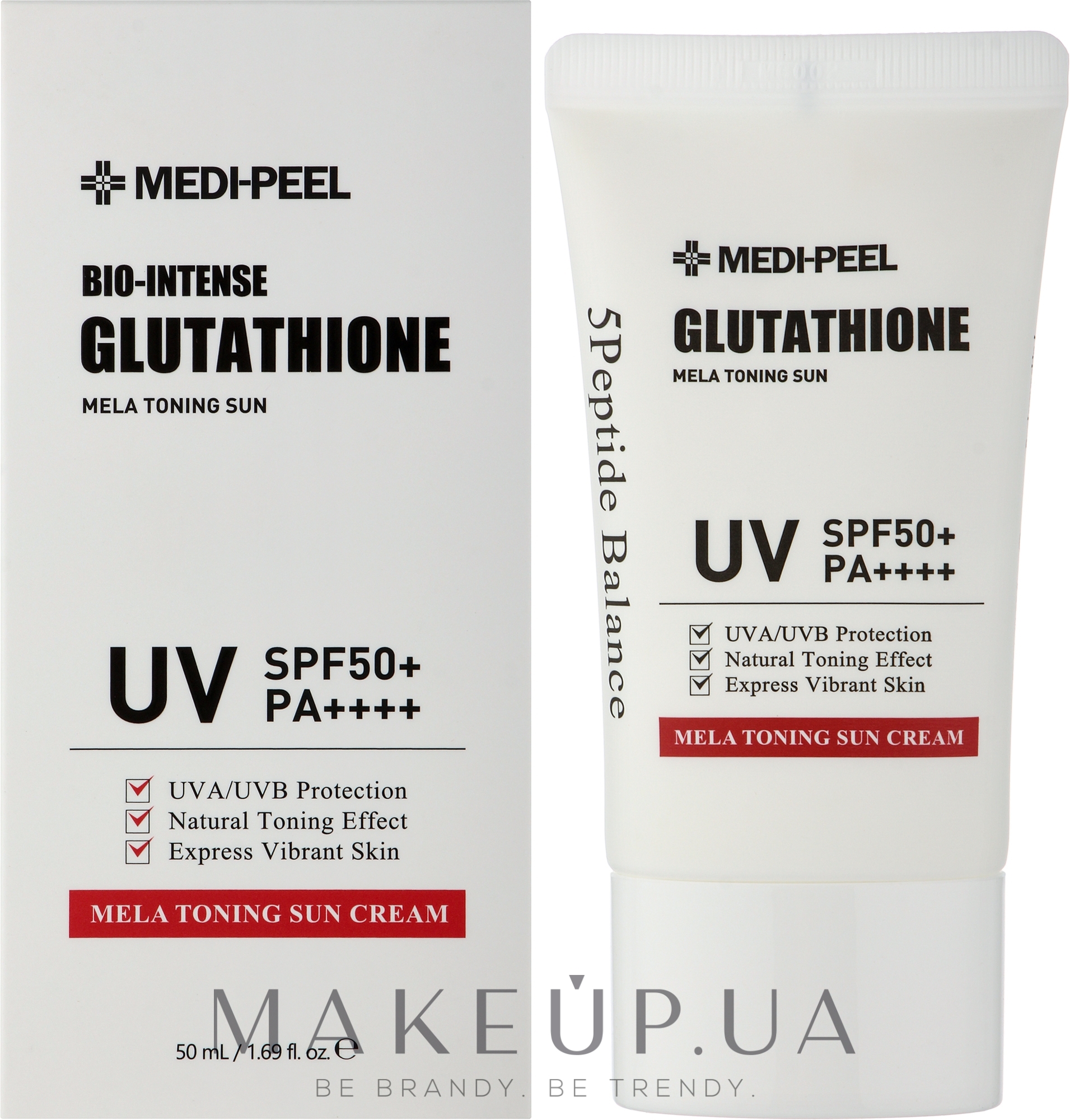 Отбеливающий солнцезащитный крем для лица - MEDIPEEL Bio-Intense Glutathione Mela Toning Sun Cream SPF50+ PA+++ — фото 50ml