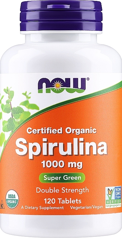 Природна добавка "Спіруліна" 1000 мг у таблетках - Now Foods Certified Organic Spirulina Tablets — фото N1