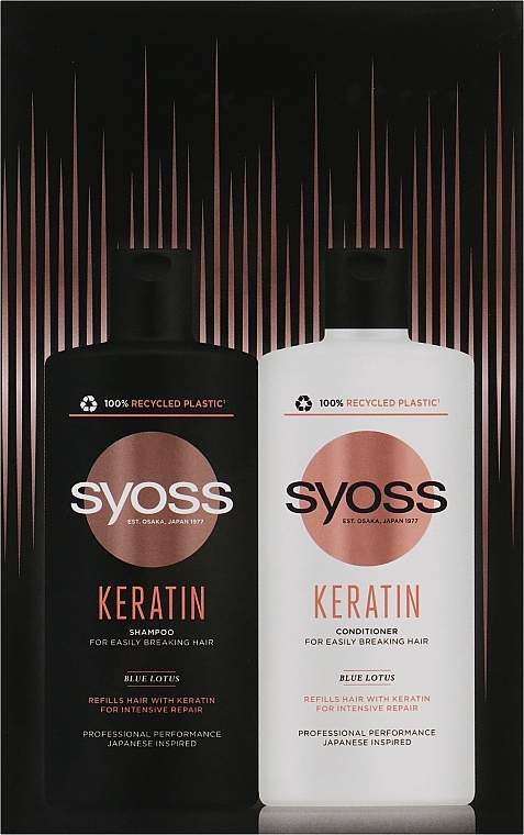 УЦІНКА Набір для ламкого волосся - Syoss Keratin (shm/440ml + cond/440ml) * — фото N2