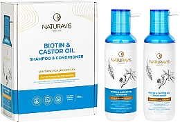Парфумерія, косметика Набір: шампунь і кондиціонер "Biotin & Castor Oil" - Naturavis Biotin & Castor Oil Shampoo & Conditioner Set (shm/500ml + cond/500ml)
