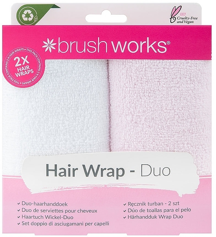 Набор полотенец для сушки волос - Brushworks Hair Towel Wrap Duo — фото N1