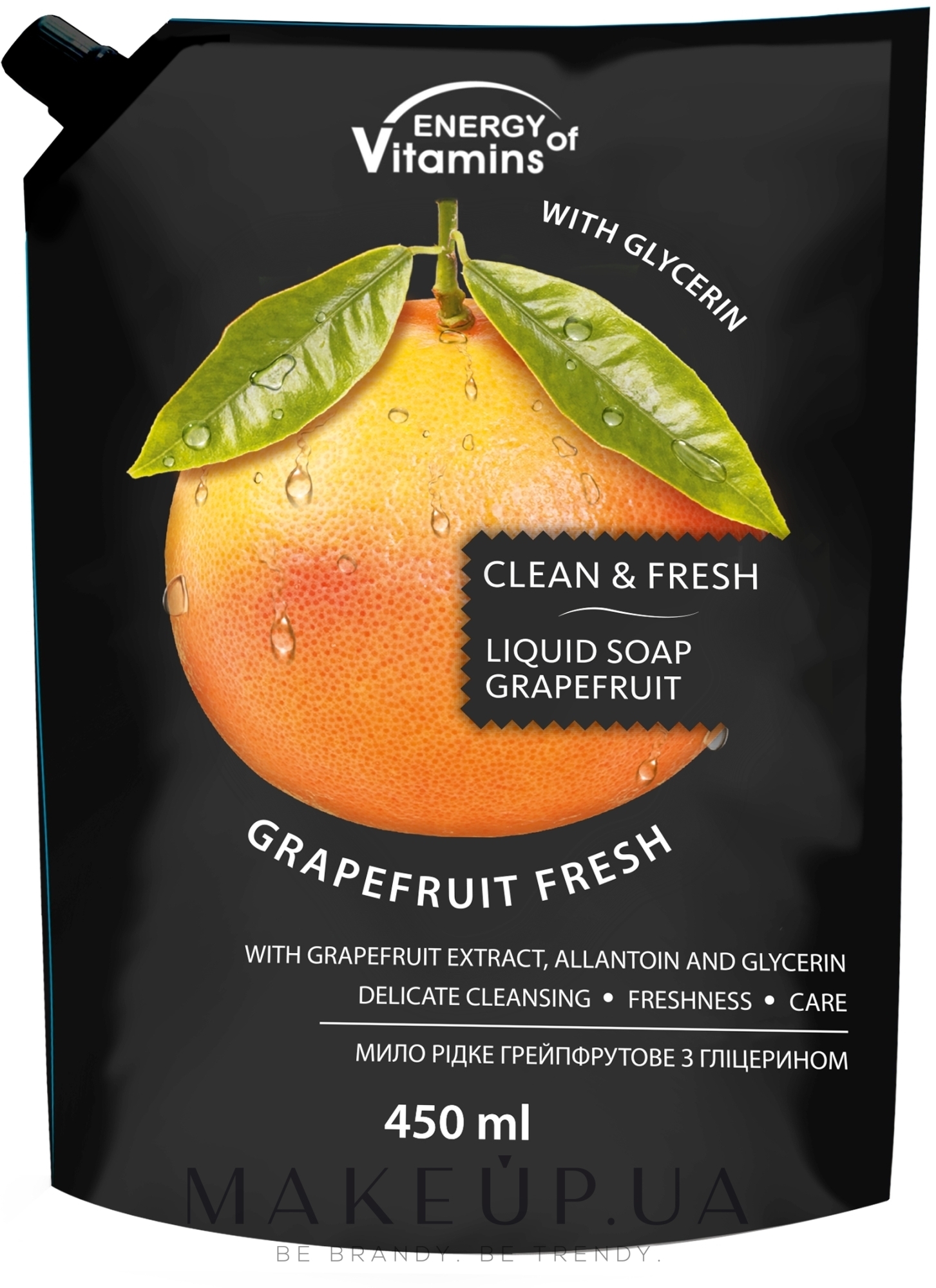 Жидкое мыло грейпфрутовое с глицерином - Energy of Vitamins (дой-пак) — фото 450ml