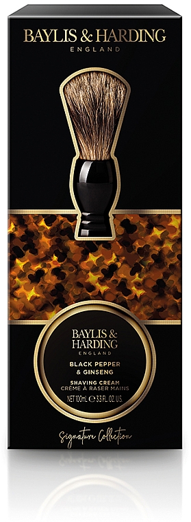 Набор - Baylis & Harding Black Pepper & Ginseng (sh/cr/100ml + brush/1pcs) — фото N1