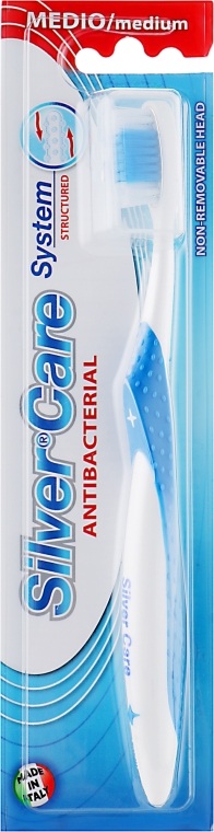 Зубна щітка "Silver Care System", середня, синя - PresiDENT — фото N1