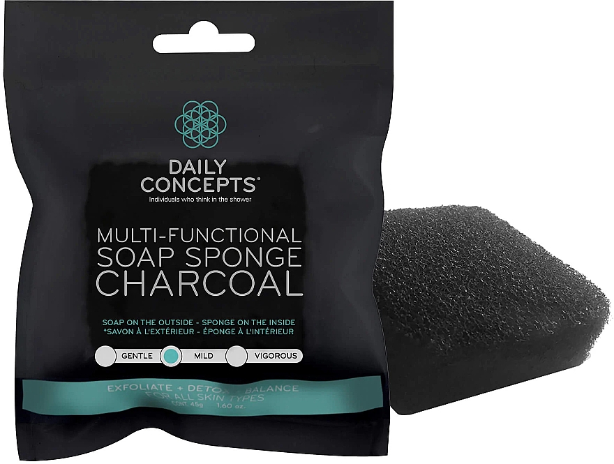 Многофункциональная мыльная губка с древесным углем - Daily Concepts The Multi Functional Soap Sponge Charcoal — фото N2
