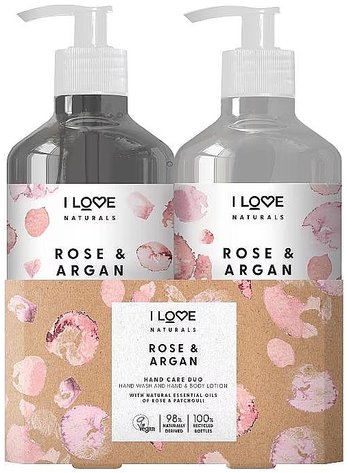 Набір - I Love Naturals Hand Care Duo Rose & Argan (h/lot/500ml + h/wash/500ml) — фото N1
