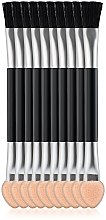 Аплікатори для тіней, двосторонні, SA-13, 7,5 см., 10 шт., з широким пензликом - Silver Style — фото N1